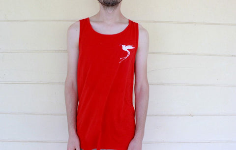 Copy of GUYS PEARL WHITE ON RED HUMMING BIRD TANK